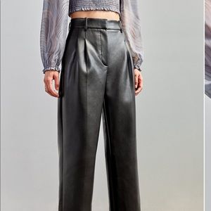 Black effortless black leather pants